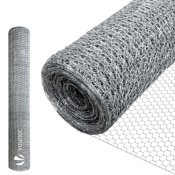 Malla metálica VOUNOT® para gallineros - Acero galvanizado - Malla de 13 mm - 1x25 m - Red de cercado para gallineros