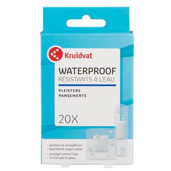 „Kruidvat“ vandeniui atsparūs pleistrai<br>Medicinos prietaisas - 20 vnt.