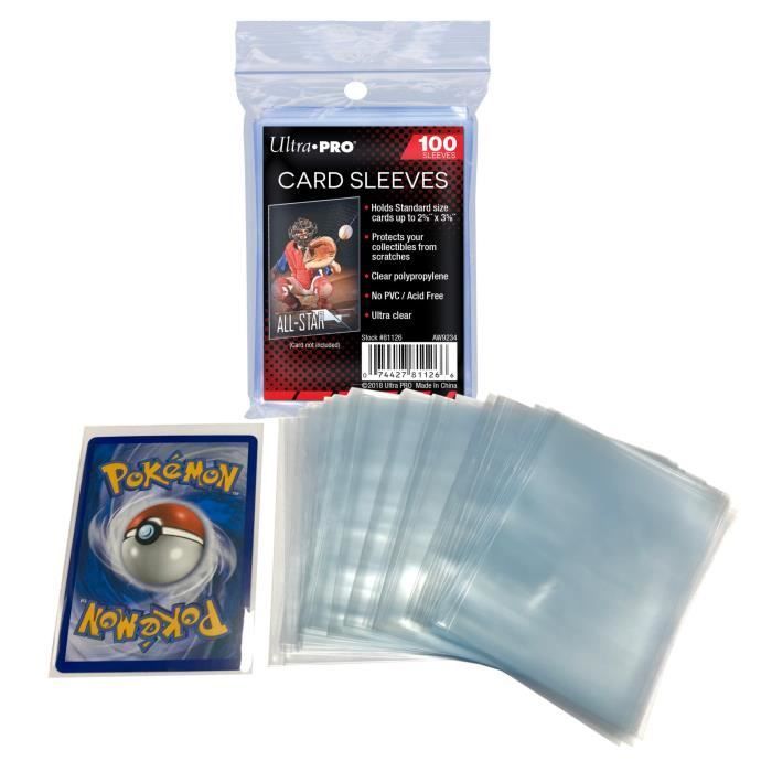 Pacote com 200 sleeves transparentes Ultra Pro de 94 mm x 67 mm para armazenar cartas de Pokémon, Magic e Yu-Gi-Oh!