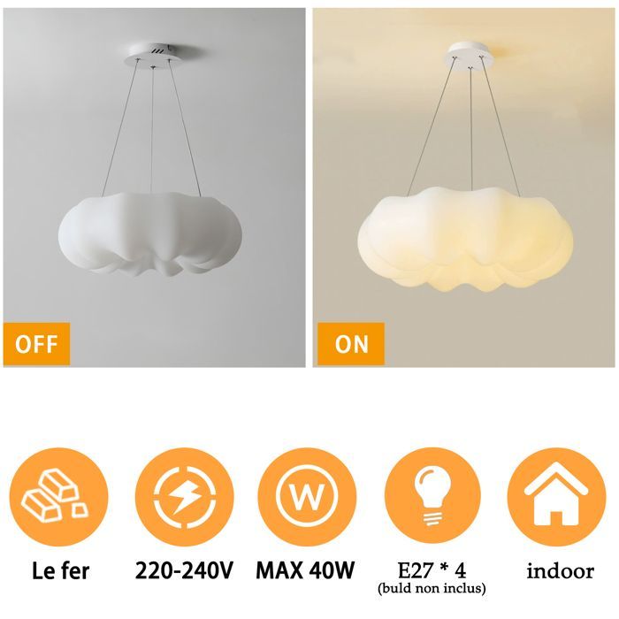 Lámpara colgante LED moderna con forma de nube SNOGOLD, araña regulable de 3 colores, lámpara colgante de estilo escandinavo para sala de estar.