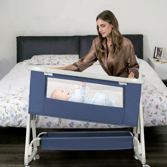 MIPAN. Cuna colecho 3 en 1 - Cama con inclinación y altura ajustables - Cuna para bebé desde el nacimiento hasta los 36 meses - Azul