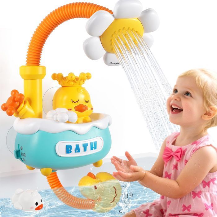 Juguete de baño para bebé con cabezal de ducha, juguete de baño con 3 modos de rociado, funciona con pilas, ideal para bebés.