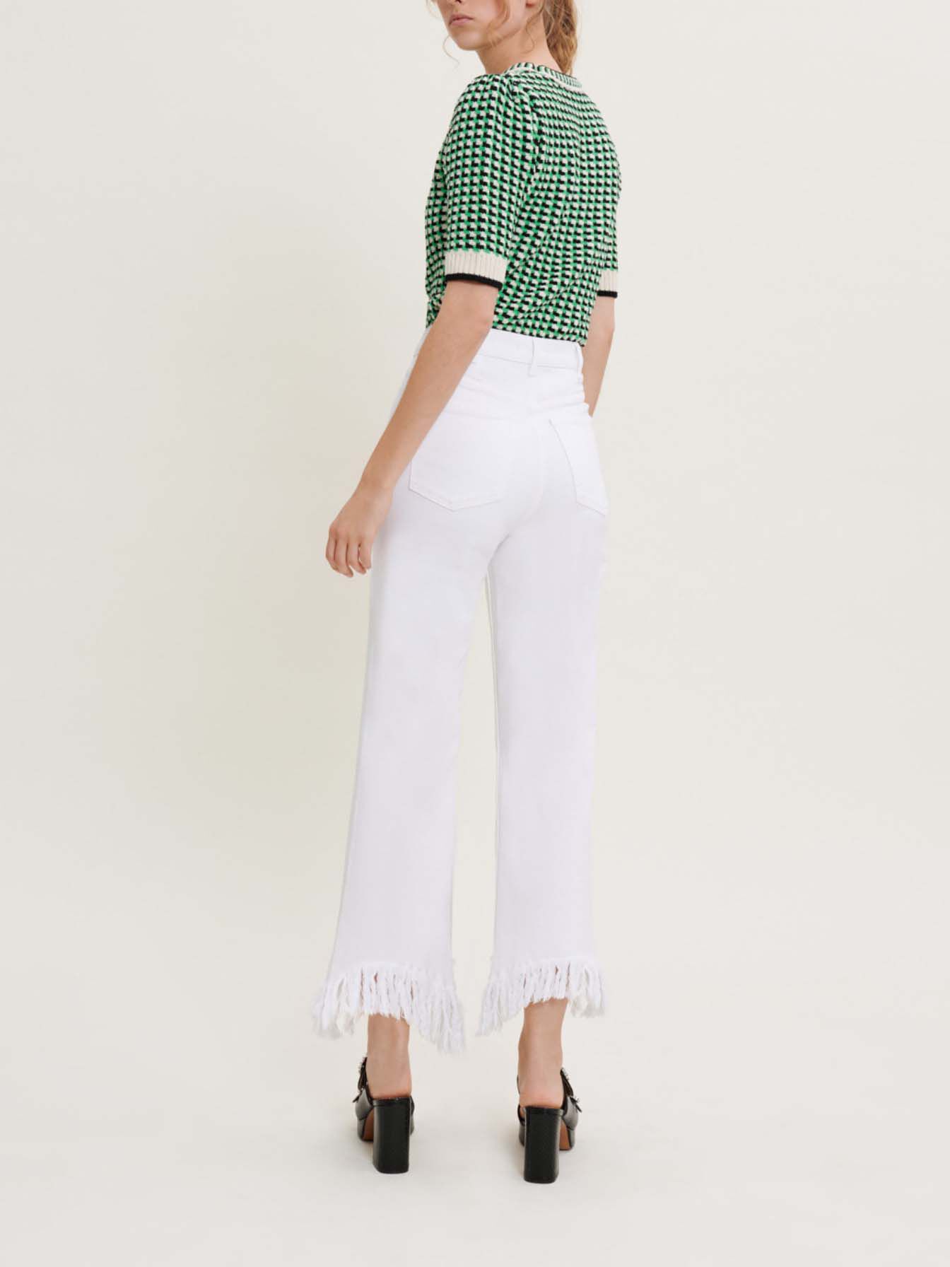 Rechte jeans met franjes - Wit