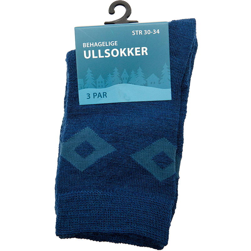 Wollen sokken, 3-pack, maat 25/29-35/39, blauw