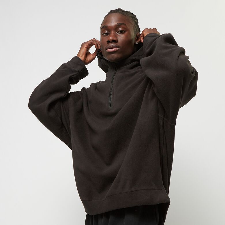 Moletom com capuz e meio zíper em fleece polar oversized