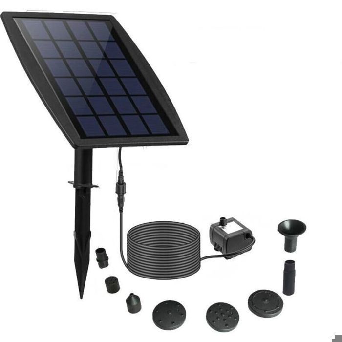 Fontaine Solaire,DIY 2.5W Solaire Flottant Extérieur Fontaine,Nouveau Pompe Bassin Solaire avec 8 Buses & 3M Câble