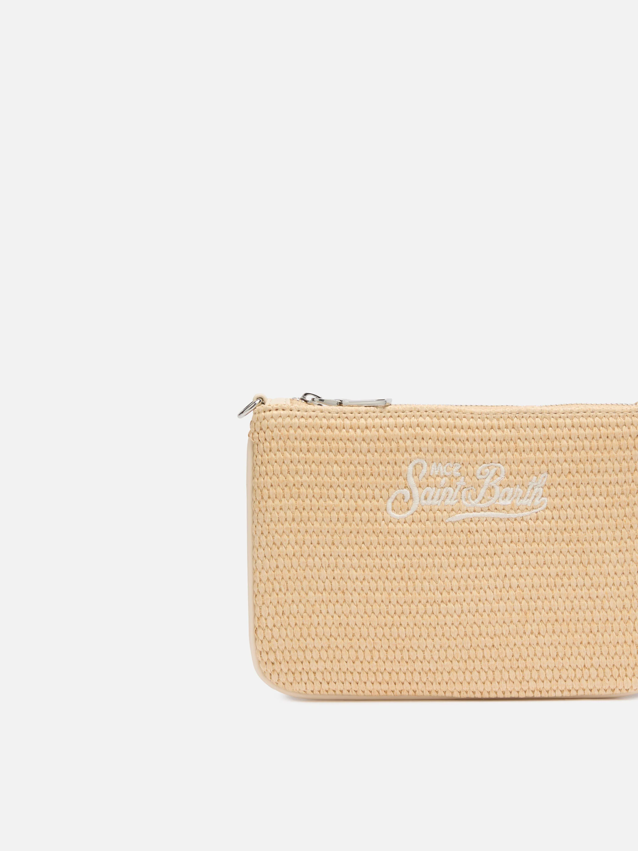 Parisienne Mini clutchtasje met stro-effect in beige