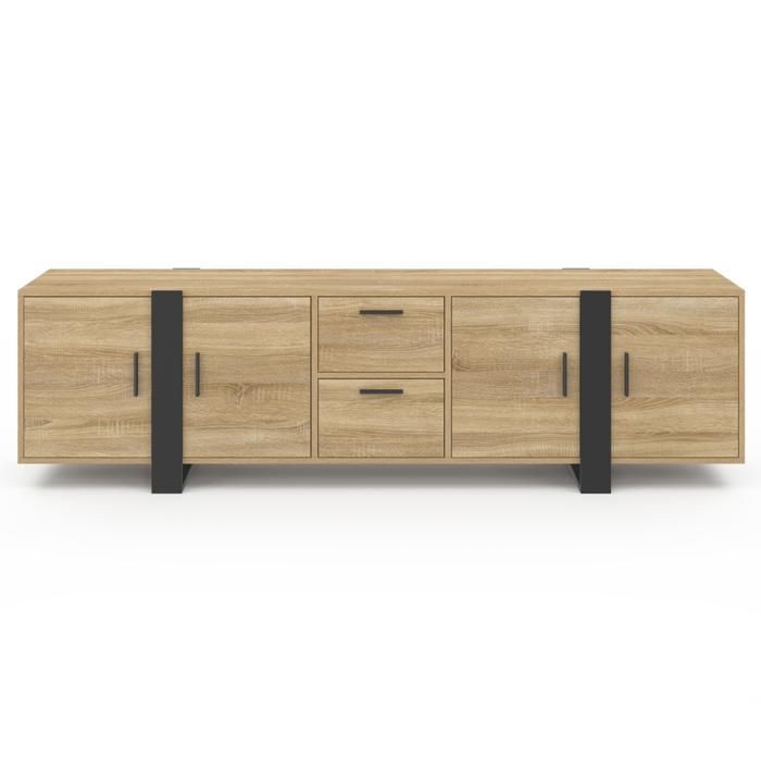 IDMARKET PHOENIX 180 cm TV-taso säilytystilalla, puu ja musta