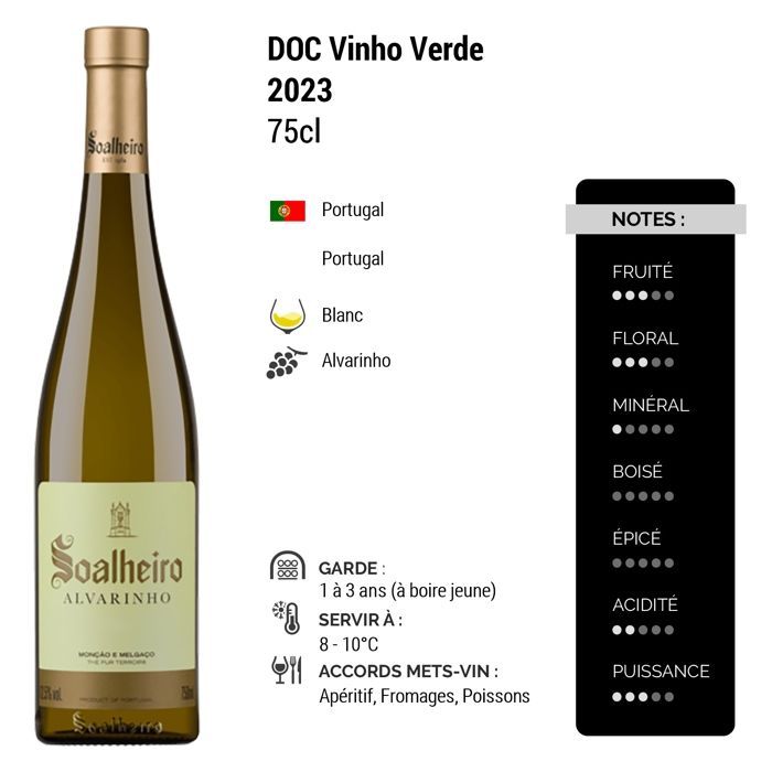 Soalheiro Vinho Verde Monção e Melgaço 2023 - Vino bianco dal Portogallo (3x75cl)