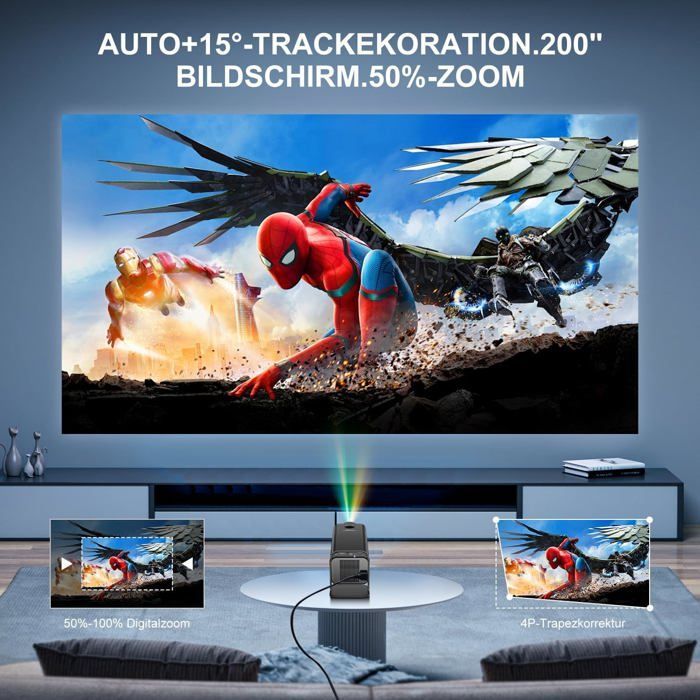 Mini Vidéoprojecteur,Compatible Avec Netflix,Supporte 4K Android 13,Smart Projector Portable 5G Wifi 6 Bt 5.3, Mini Projecte[XV37]