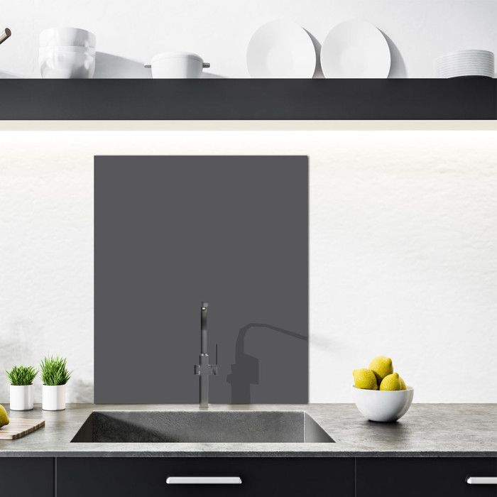 Paraschizzi adesivo in alluminio grigio scuro - 60 cm x 70 cm - Grigio scuro - Retro autoadesivo - Paraschizzi per cappa aspirante