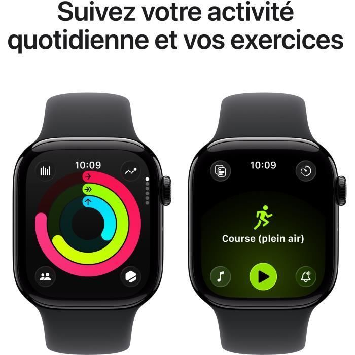 Apple Watch Series 11 GPS - 42mm - Boîtier Jet Black Aluminium  - Bracelet Black Sport Band - S/M