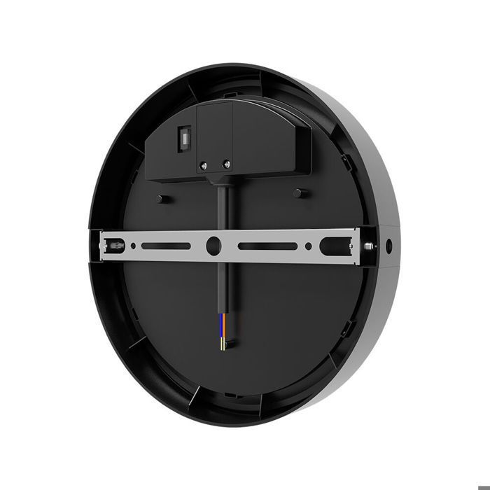 Applique da parete rotonda a LED da 18W, nera, 3 in 1, IP65, con sensore di movimento.