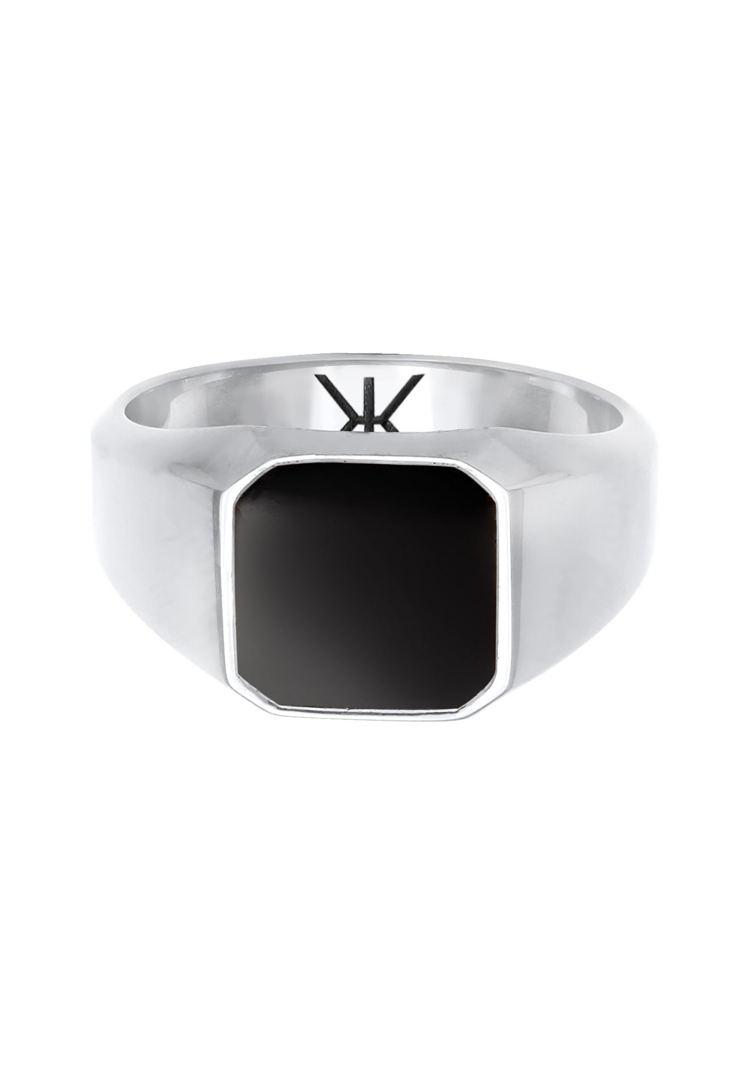 KUZZOI Bague homme en émail noir tendance de base en argent sterling 925