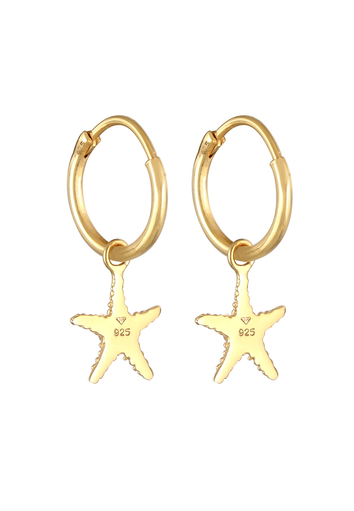 Elli Créoles Étoile de Mer Pendentifs Plage Été Trend Boucles d'Oreilles Femme - (925/1000) Argent
