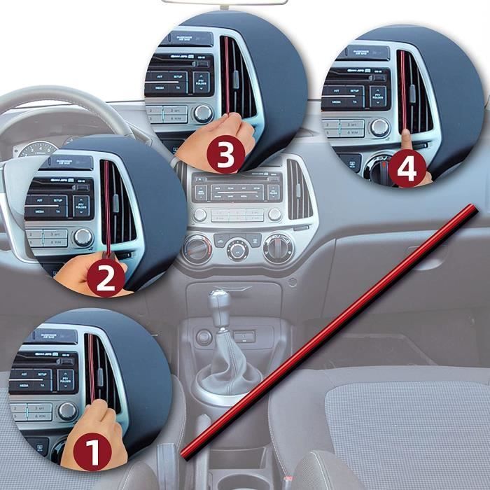 Tira decorativa para rejillas de ventilación de coche, 20 unidades, PVC, decoración interior para rejillas de ventilación rectas de automóviles.