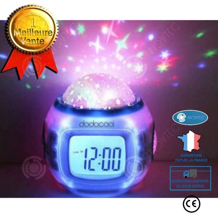 Radio despertador con proyector - INN - LED - Termómetro - Alarma - Luz nocturna para niños