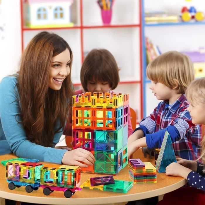 100-teiliges Magnetbauset für Kinder – Pädagogische Magnetbausteine – Geschenkset – Puzzlespielzeug für Kinder von 3 bis 9 Jahren
