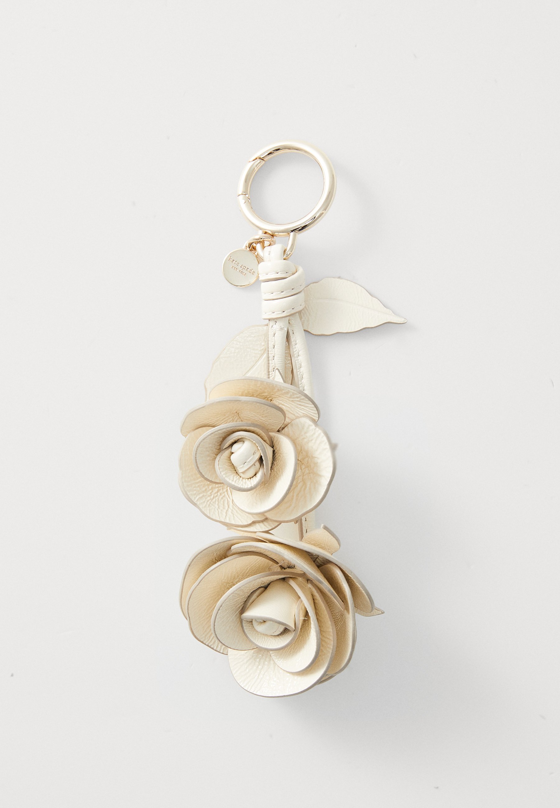 Kate Spade New York Charmante Lakleren Gestapelde Rozen Tashanger - Sleutelring - Cashew Milk