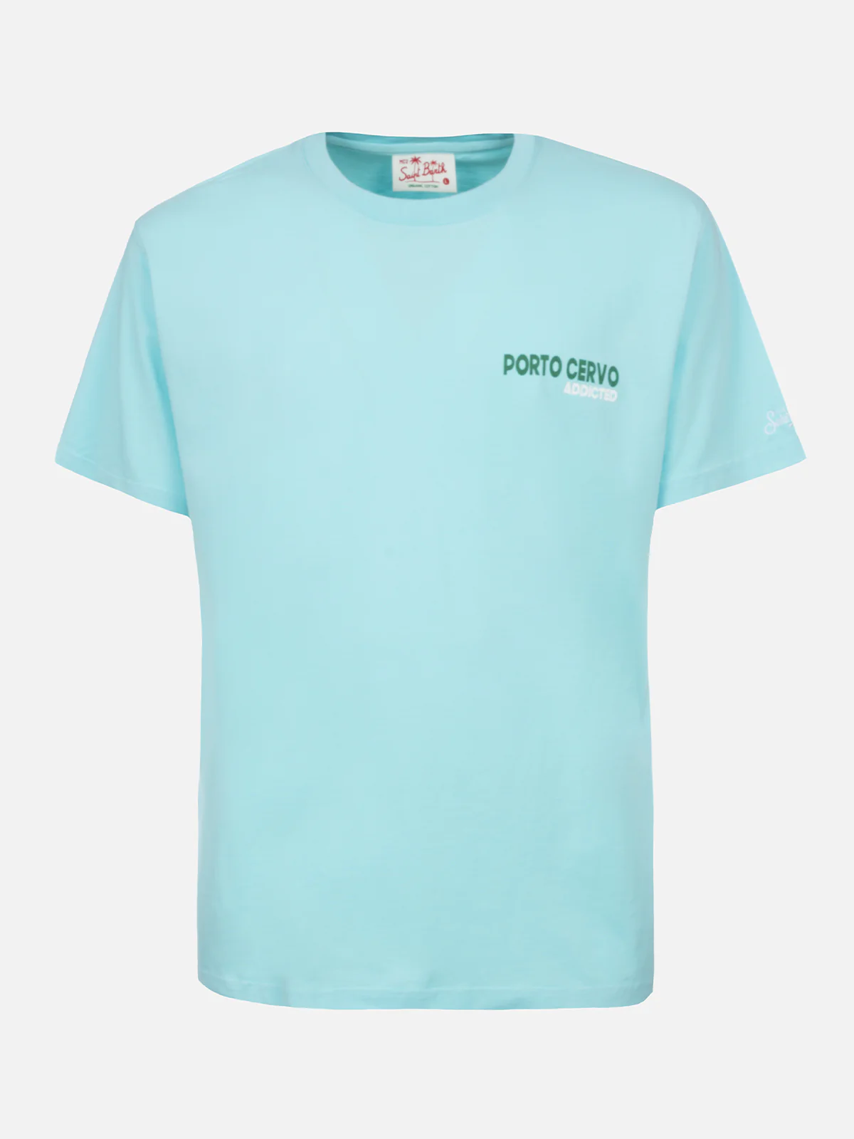 Heren katoenen T-shirt met print van een ansichtkaart van Porto Cervo