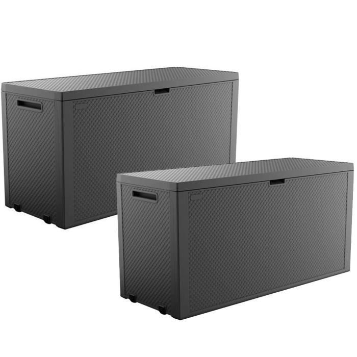 Lot de 2 coffres de rangement - KETER - Emily - Extérieur - Résine - 270 L - Gris