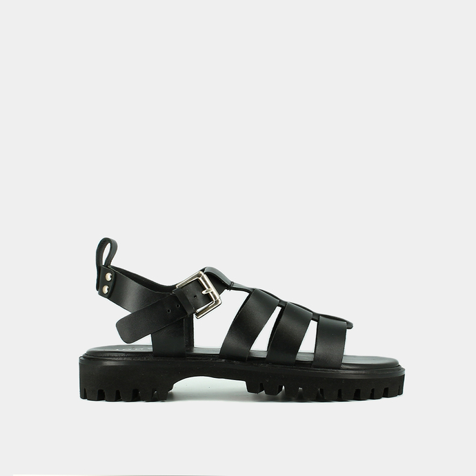Sandales ouvertes  en cuir noir