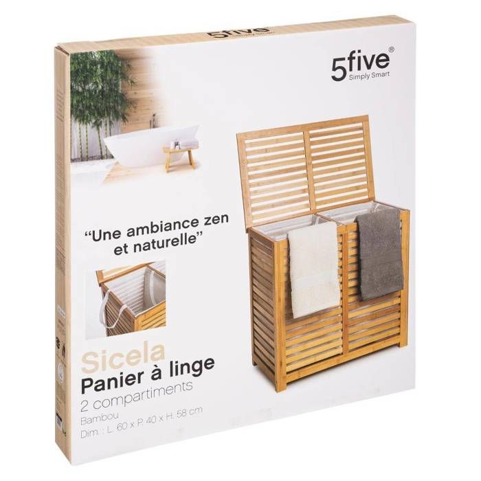 5five - Cesto de ropa doble de 50 litros 
