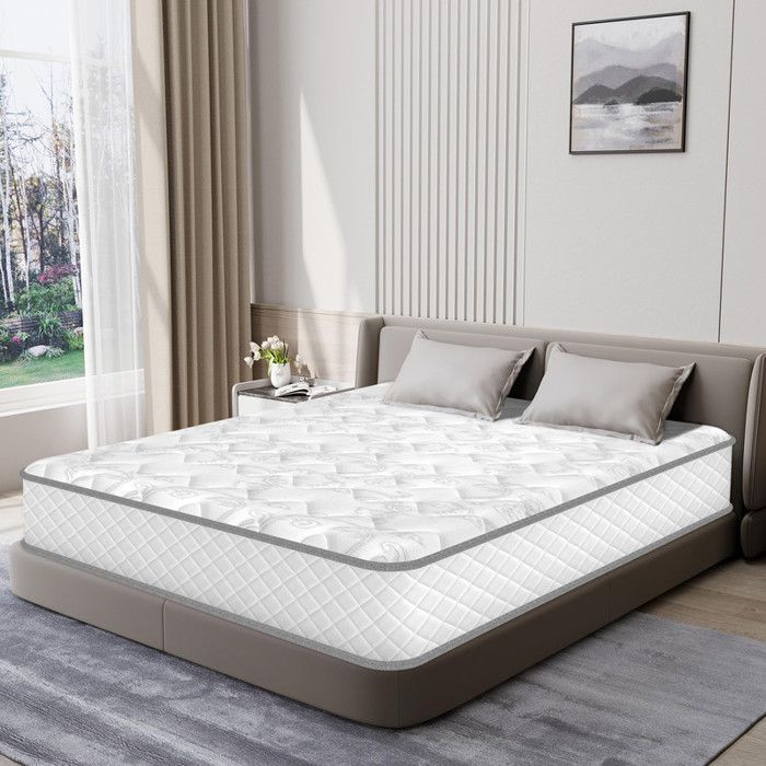 Matelas 140x190 cm, Ép 26cm, Matelas à Ressorts Ensachés, Mémoire de Forme, Hybride Matelas, 10 Zones Confort, Moyenne Ferme h3