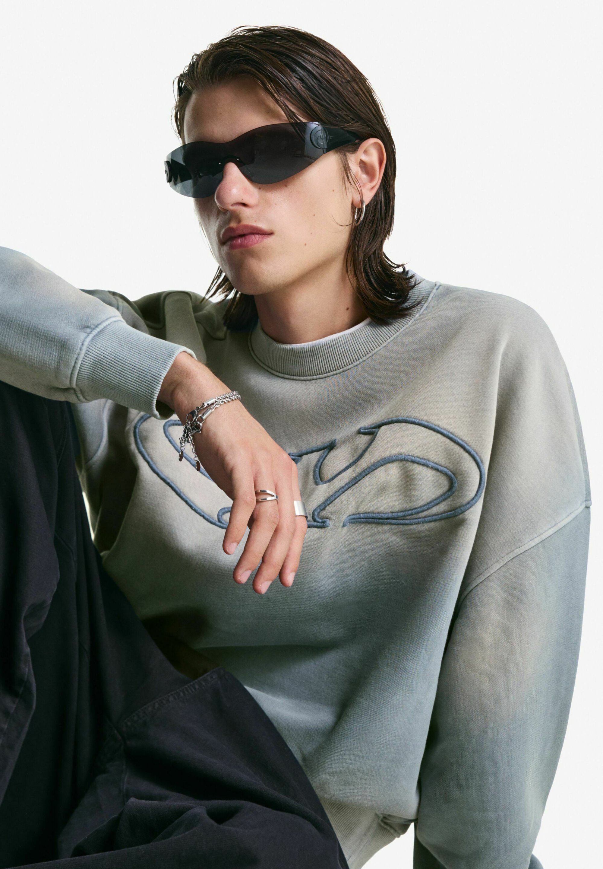 Felpa Bershka FADED-EFFECT - azzurra