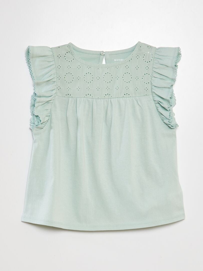 T-shirt met borduurwerk - BLAUW
