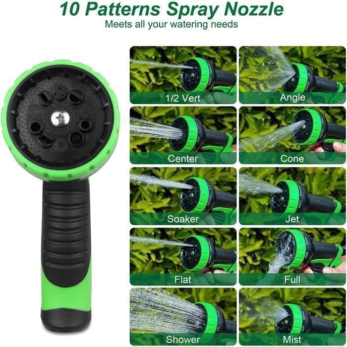Tubo da giardino estensibile da 30 m (100 piedi), tubo da giardino con supporto e pistola a spruzzo a 10 funzioni, tubo da giardino retrattile.