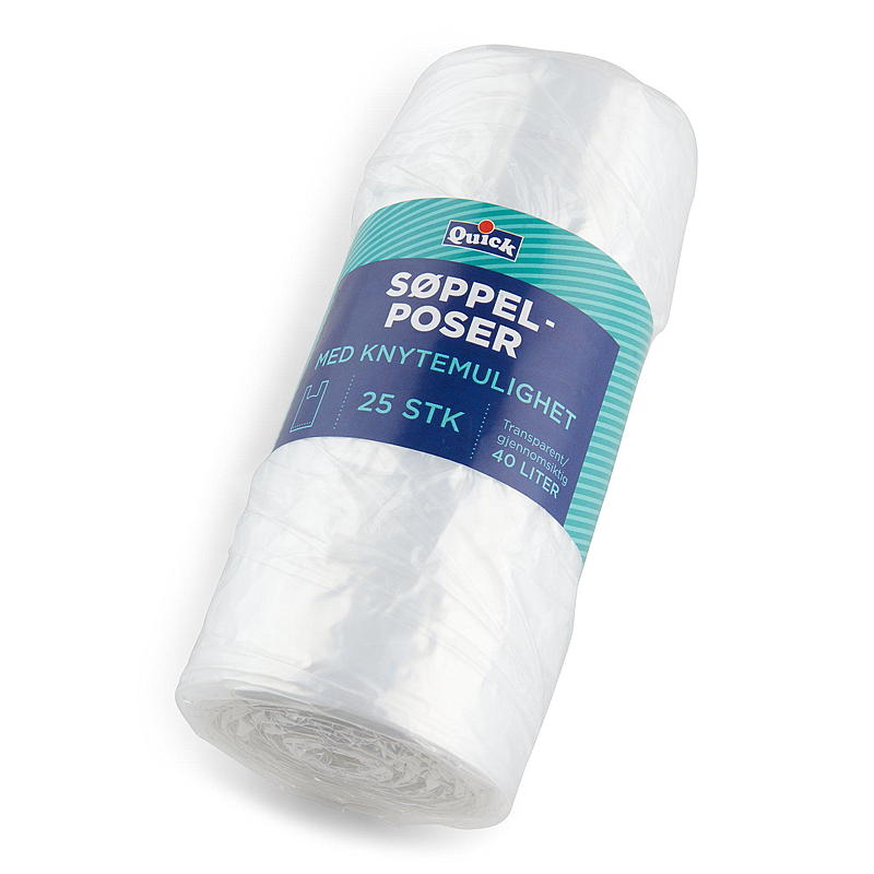 Snel te gebruiken vuilniszakken, 25 stuks, 40 liter, transparant.