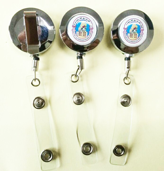 Round yoyo retractable metal badge reel with custom logo