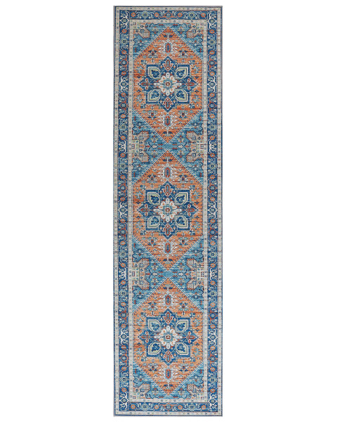 Dywan chodnik 80x300 cm niebiesko-pomarańczowy