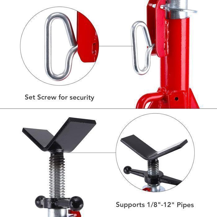 Pipe Stand, Pipe Stand, 2500 lb Pipe Support with V-Head for Pipe, Height Adjustable, 71-132cm