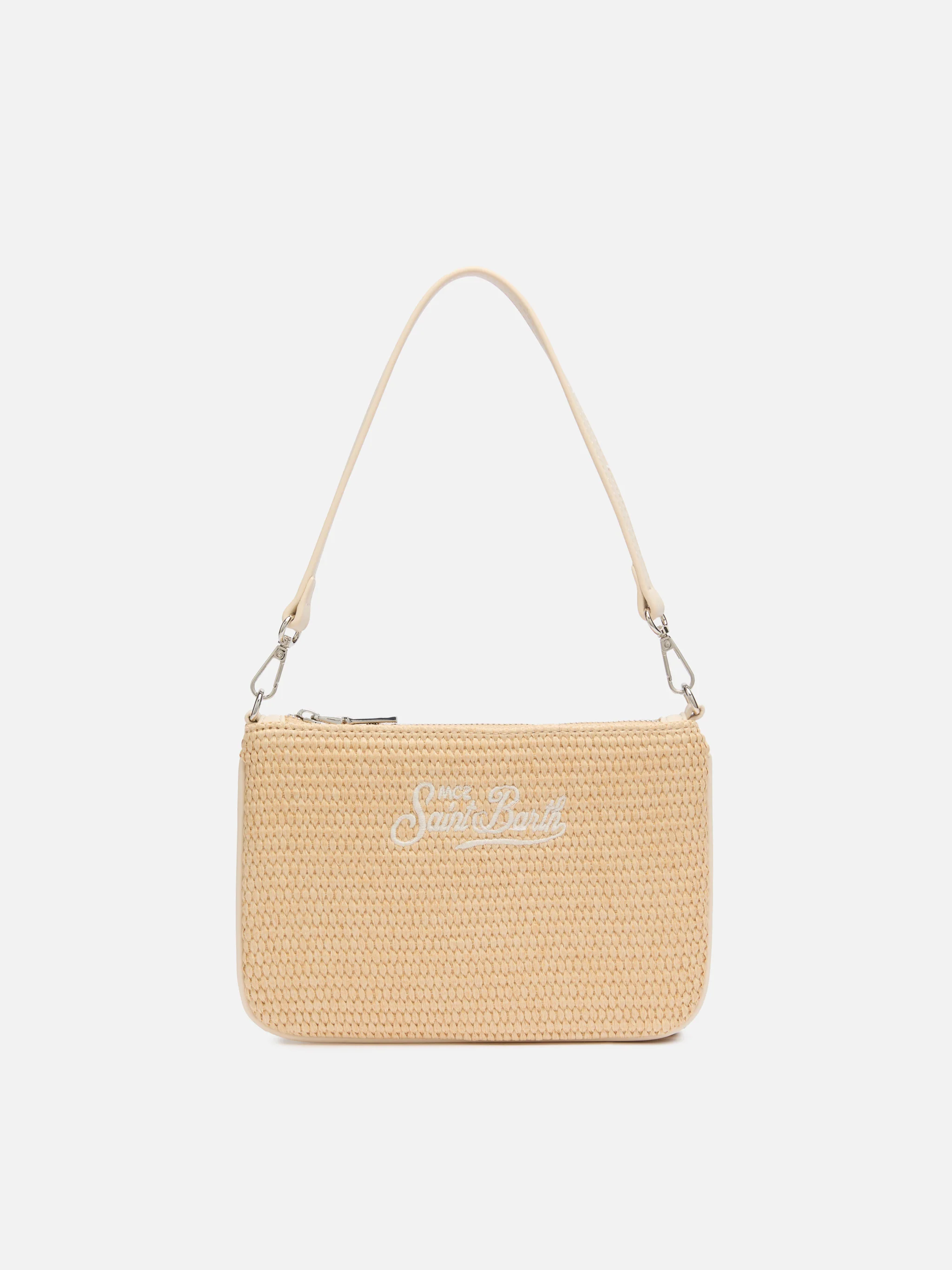 Parisienne Mini clutchtasje met stro-effect in beige