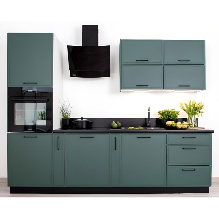 Cocina verde completa con espacio para horno empotrado, 270 cm, color - LYNN