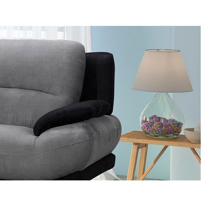 Canapé 2 places en microfibre MUSKO - Bicolore gris et noir - Contemporain - Design - Moelleux
