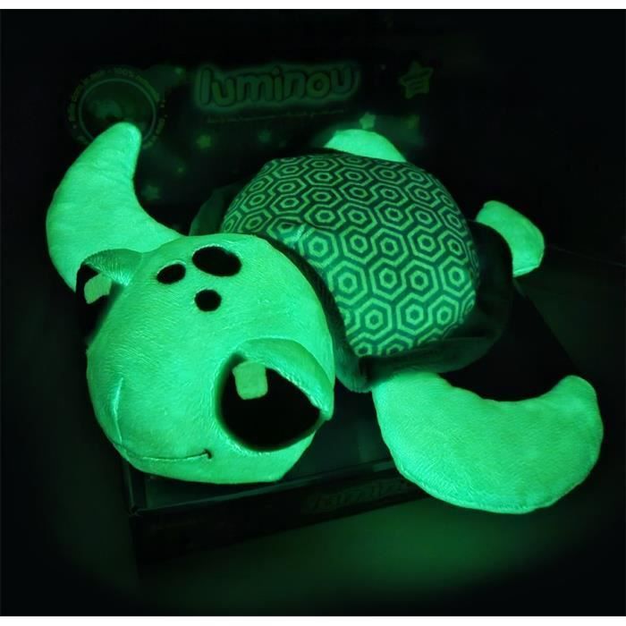 Tartaruga de Pelúcia Luminosa Natural My Little Shell +/- 25 cm - JEMINI - Luz recarregável, funciona sem pilhas.
