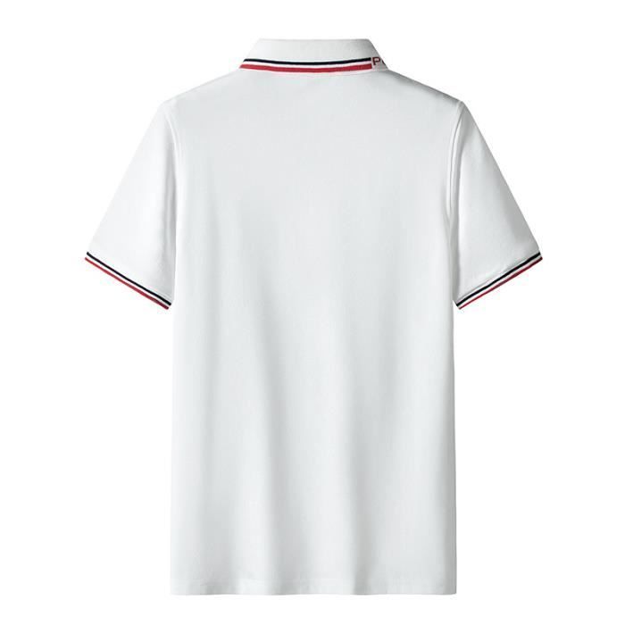 Polo da uomo estiva a maniche corte, elegante t-shirt a tinta unita, tessuto confortevole - Nero