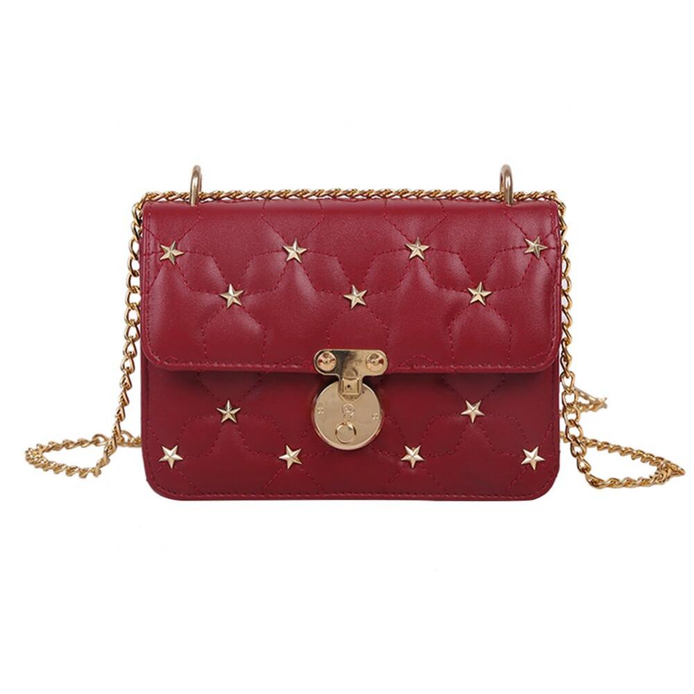 Borsa a tracolla in ecopelle PU alla moda da donna con stelle e catena, borsa a mano 2020 per donna, borsa a tracolla per ragazza