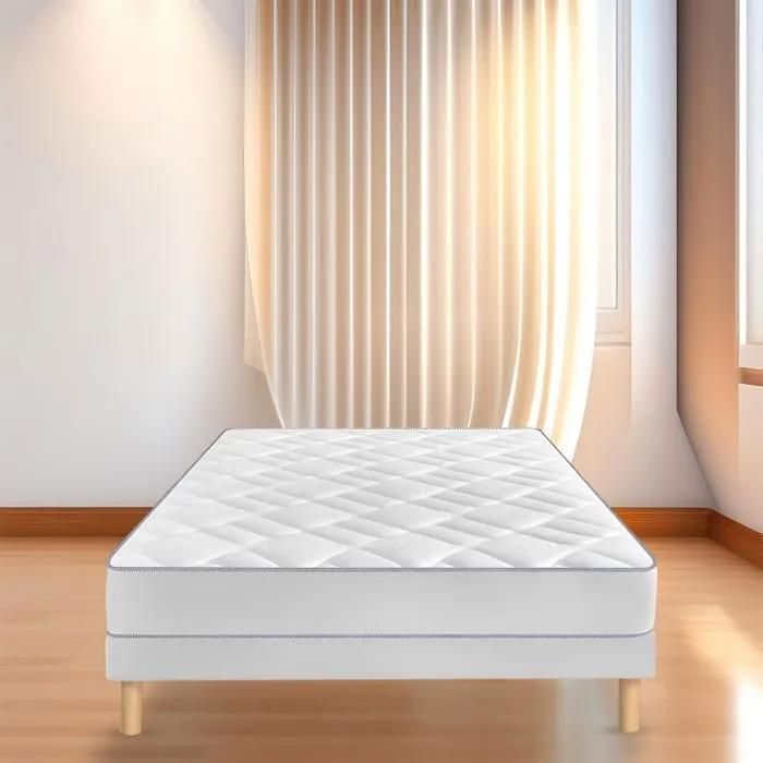 Conjunto de colchón y base de cama - 160x200 cm - Espuma de alta densidad - Antiácaros - Firme