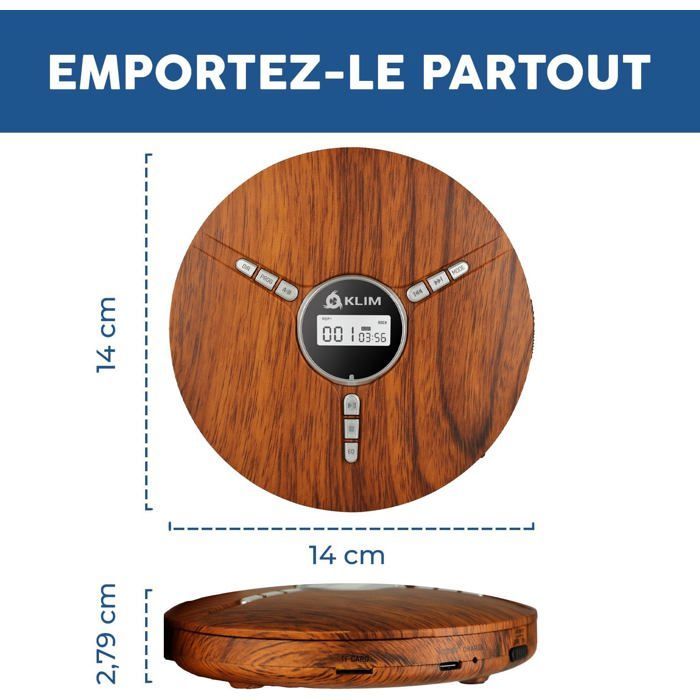 Discman Lecteur CD Portable avec Batterie Intégrée - Nouveauté - Écouteurs Fusion - Baladeur Lecteur CD pour Voiture