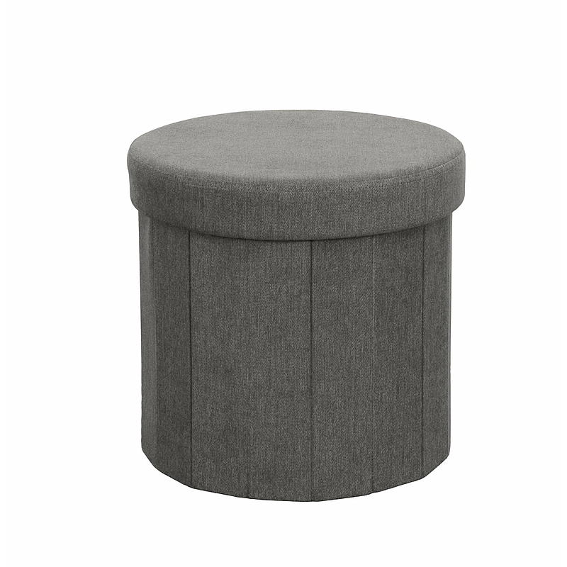 Puf para el hogar con espacio de almacenamiento, ø 38x38 cm, plegable, gris.