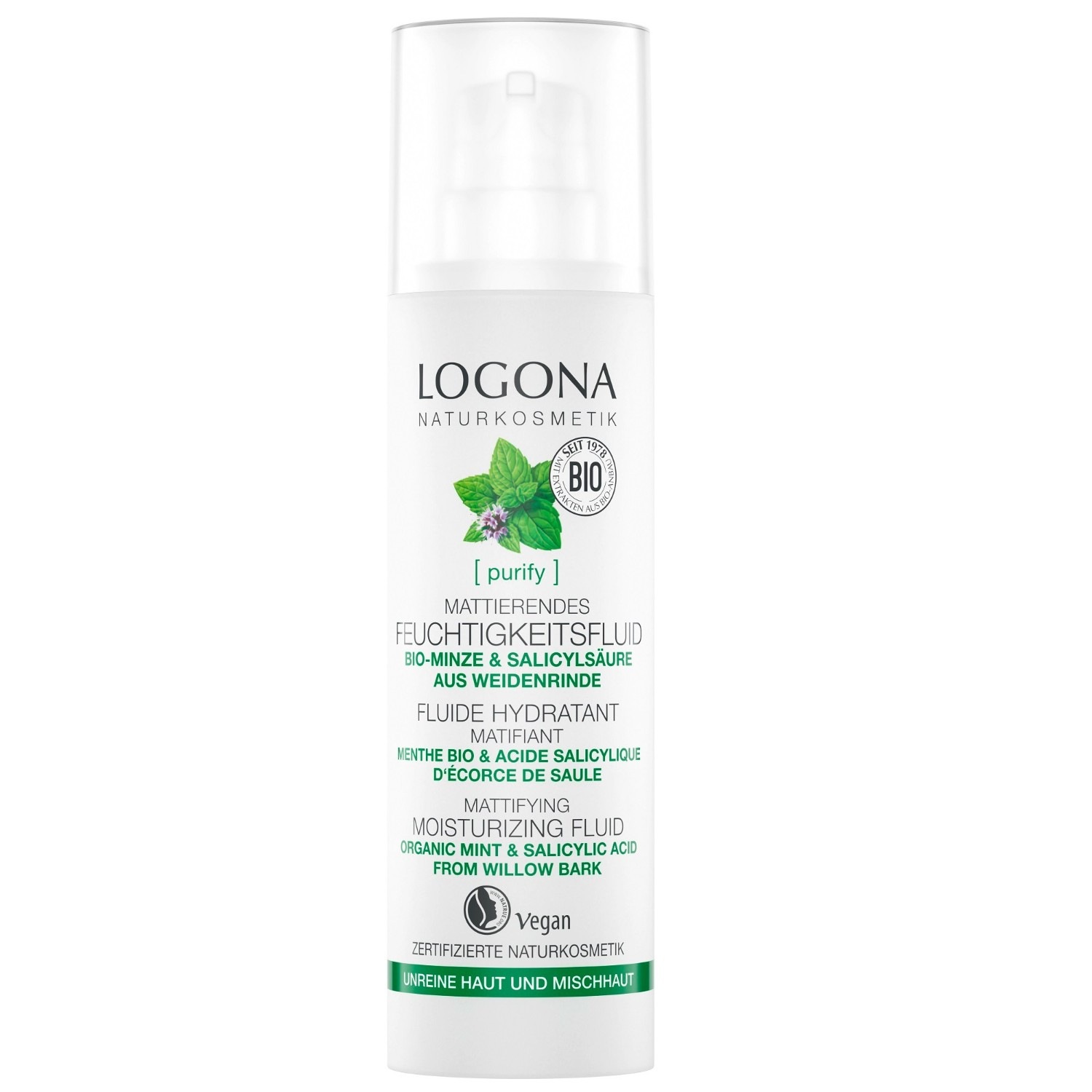 Logona Fluide matifiant menthe acide salicylique