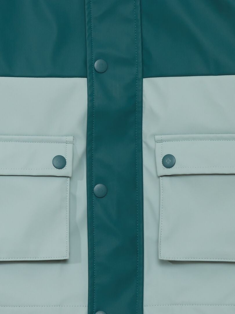 Parka bicolor com forro de lã polar - VERDE