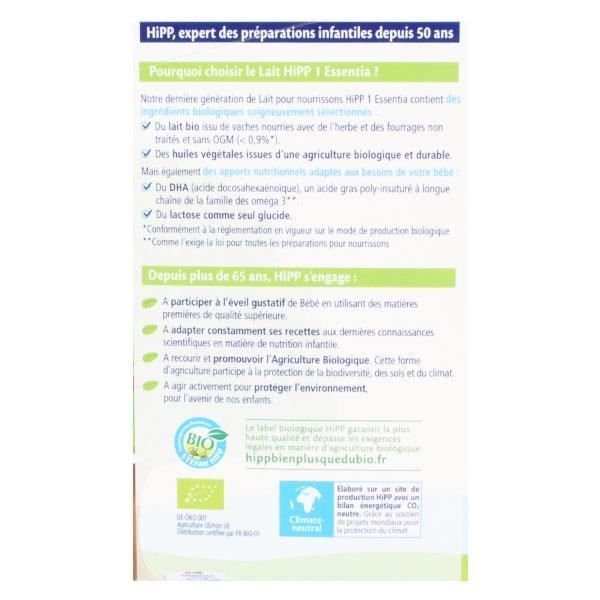 Hipp Bio Lait Essentia pour Nourrissons 1er Âge 600g