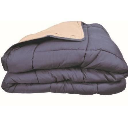 CALGARY - Couette Chaude Microfibre 400gr/m² - Pétrole & Mastic - 140 x 200 cm