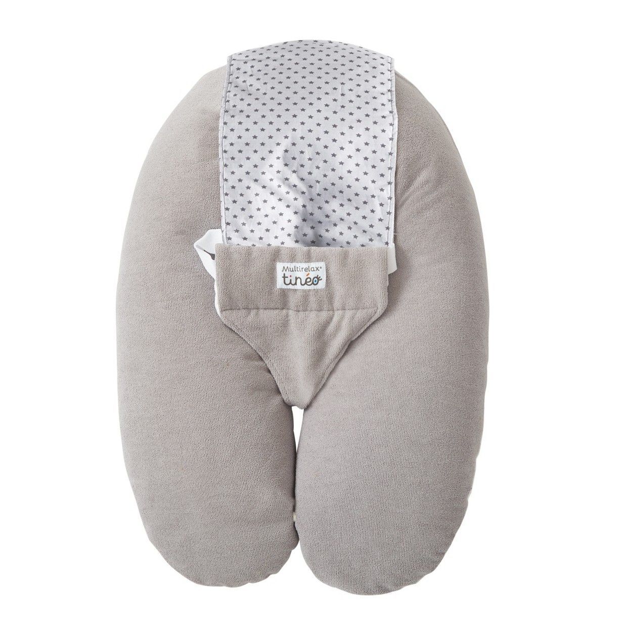 Coussin De Grossesse et Allaitement Multifonctions Multirelax Éponge TINEO - Déhoussable - Fabriqué en France - 78x44cm Gris