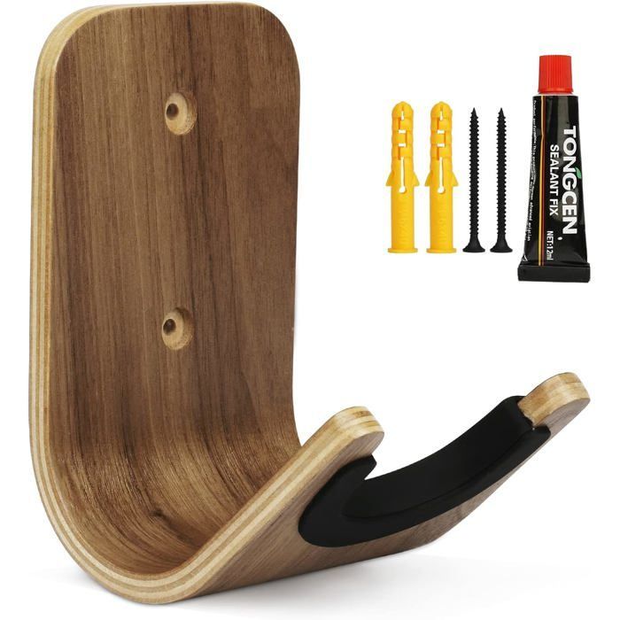 Soporte de pared para guitarra, de madera, con tornillos y adhesivo, para ukelele, bajo, guitarra acústica y eléctrica.